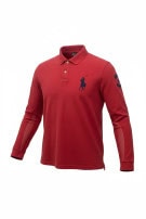 POLO RALPH LAUREN LONG SLEEVE POLO CLASSIC RED MEN PRE OWNED XL