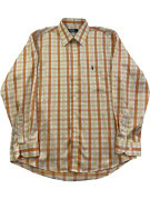 POLO RALPH LAUREN SHIRT CLASSIC PLAID ORANGE MENS PRE OWNED L