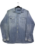 POLO RALPH LAUREN CAMICIA CLASSIC WASHED BLUE UOMO PRE OWNED XXL