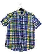POLO RALPH LAUREN SHORT SLEEVE SHIRT PLAID BLUE MEN PRE OWNED M