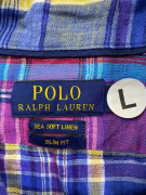 POLO RALPH LAUREN SHIRT SEA SOFT LINEN CHECKED MULTICOLOR UNISEX L