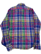 POLO RALPH LAUREN SHIRT SEA SOFT LINEN CHECKED MULTICOLOR UNISEX L