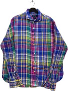 POLO RALPH LAUREN SHIRT SEA SOFT LINEN CHECKED MULTICOLOR UNISEX L