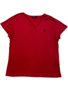 POLO RALPH LAUREN V NECK T SHIRT ΚΛΑΣΙΚΟ ΚΟΚΚΙΝΟ ΓΥΝΑΙΚΕΙΟ PRE OWNED L