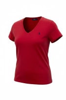 POLO RALPH LAUREN V NECK T SHIRT ΚΛΑΣΙΚΟ ΚΟΚΚΙΝΟ ΓΥΝΑΙΚΕΙΟ PRE OWNED L