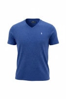 POLO RALPH LAUREN V NECK T SHIRT MINIMAL ΜΠΛΕ ΑΝΤΡΙΚΟ PRE OWNED L