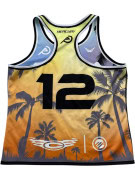 PRANA ATHLETIC TANK TOP SPORTSWEAR GRAPHIC YELLOW ORANGE WOMEN PRE OWNED M