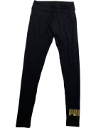 PUMA ATHLETIC LEGGINGS WITH GOLD LOGO BLACK WOMEN'S S
