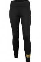 PUMA ATHLETIC LEGGINGS WITH GOLD LOGO BLACK WOMEN'S S