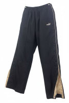 PUMA TRACK PANTS VINTAGE SPORTSWEAR BLACK BEIGE UNISEX PRE OWNED XL