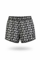 PUMA SWIM SHORTS GRAPHIC BLACK WHITE MEN PRE OWNED L