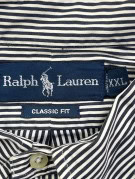 RALPH LAUREN BUTTON DOWN SHIRT CLASSIC STRIPED NAVY WHITE MENS PRE OWNED XXL