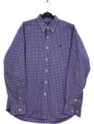 RALPH LAUREN BUTTON DOWN SHIRT PLAID PURPLE MENS PRE OWNED L