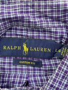 RALPH LAUREN BUTTON DOWN SHIRT PLAID PURPLE MENS PRE OWNED L