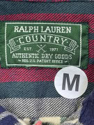 RALPH LAUREN COUNTRY SHIRT VINTAGE PLAID NAVY RED MENS PRE OWNED M