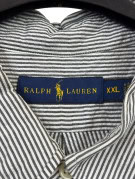 RALPH LAUREN SHORT SLEEVE SHIRT CLASSIC STRIPED WHITE BLACK MEN PRE OWNED XXL