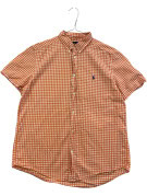 RALPH LAUREN CAMICIA A MANICHE CORTE CHECK ARANCIONE UOMO PRE OWNED S