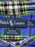 RALPH LAUREN BUTTON DOWN SHIRT CLASSIC PLAID BLUE MENS PRE OWNED XL