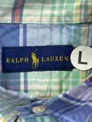RALPH LAUREN BUTTON DOWN SHIRT CLASSIC PLAID BLUE GREEN MENS PRE OWNED L