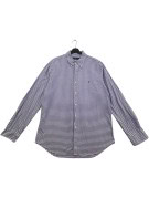 RALPH LAUREN CAMICIA BUTTON DOWN CLASSIC QUADRI VIOLA BIANCO UOMO PRE OWNED L