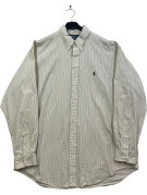 RALPH LAUREN CAMICIA BUTTON DOWN CLASSIC QUADRI OFF WHITE UOMO PRE OWNED L