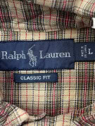 RALPH LAUREN BUTTON DOWN SHIRT CLASSIC BEIGE PLAID MEN PRE OWNED L