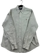 RALPH LAUREN ΠΟΥΚΑΜΙΣΟ CLASSIC ΡΙΓΕ ΛΕΥΚΟ ΠΡΑΣΙΝΟ ΑΝΤΡΙΚΟ PRE OWNED XL
