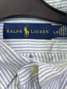 RALPH LAUREN CAMICIA BUTTON DOWN CLASSICA BLU BIANCO UOMO PRE OWNED L