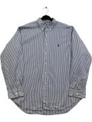 RALPH LAUREN ΠΟΥΚΑΜΙΣΟ CLASSIC ΡΙΓΕ ΜΠΛΕ ΛΕΥΚΟ ΑΝΤΡΙΚΟ PRE OWNED XL