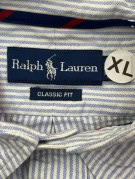 RALPH LAUREN ΠΟΥΚΑΜΙΣΟ CLASSIC ΡΙΓΕ ΜΠΛΕ ΛΕΥΚΟ ΑΝΤΡΙΚΟ PRE OWNED XL