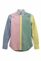 RALPH LAUREN CAMICIA BUTTON DOWN COLORBLOCK PASTELLO MULTICOLORE UOMO PRE OWNED XS