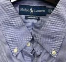 RALPH LAUREN CAMICIA CUSTOM FIT A QUADRI BLU/BIANCO UNISEX L usata