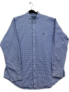 RALPH LAUREN GINGHAM CHECK SHIRT BLUE/WHITE UNISEX XL pre-owned