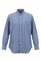 RALPH LAUREN GINGHAM CHECK SHIRT BLUE/WHITE UNISEX XL pre-owned