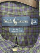 RALPH LAUREN ΠΟΥΚΑΜΙΣΟ ΚΑΡΟ ΚΛΑΣΙΚΟ ΜΠΛΕ ΠΡΑΣΙΝΟ ΑΝΤΡΙΚΟ PRE OWNED XL