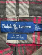 RALPH LAUREN BUTTON DOWN SHIRT PLAID RED OLIVE BEIGE MEN PRE OWNED L