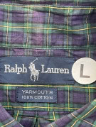 RALPH LAUREN SHIRT CHECK GREEN NAVY MENS PRE OWNED L