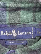 RALPH LAUREN CAMICIA BUTTON DOWN QUADRI VERDE NAVY UOMO PRE OWNED L