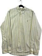 RALPH LAUREN BUTTON DOWN SHIRT CLASSIC STRIPED YELLOW MENS PRE OWNED L