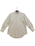 RALPH LAUREN BUTTON DOWN SHIRT CLASSIC CREAM PINK STRIPED MENS PRE OWNED L