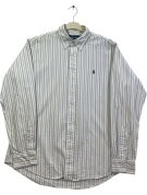 RALPH LAUREN ΠΟΥΚΑΜΙΣΟ ΚΛΑΣΙΚΟ ΡΙΓΕ OFF WHITE ΜΠΛΕ ΑΝΤΡΙΚΟ PRE OWNED L