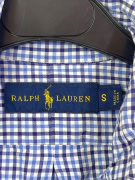 RALPH LAUREN CAMICIA A QUADRI BLU A MANICHE CORTE DA UOMO S pre-owned