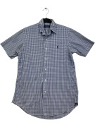 RALPH LAUREN CAMICIA A QUADRI BLU A MANICHE CORTE DA UOMO S pre-owned