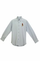 RALPH LAUREN CAMICIA CON LOGO GRANDE AZZURRO A RIGHE UNISEX S