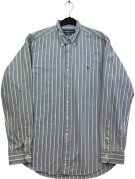 RALPH LAUREN CAMICIA BUTTON DOWN RIGATA CLASSIC FIT BLU UOMO PRE OWNED L