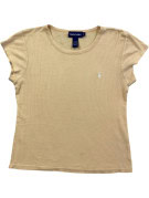 RALPH LAUREN RIBBED T SHIRT MINIMAL BEIGE ΓΥΝΑΙΚΕΙΟ PRE OWNED S