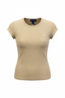 RALPH LAUREN RIBBED T SHIRT MINIMAL BEIGE ΓΥΝΑΙΚΕΙΟ PRE OWNED S