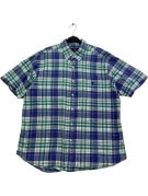 RALPH LAUREN SPORT CAMICIA A MANICHE CORTE CLASSICA A QUADRI BLU VERDE UOMO PRE OWNED XL