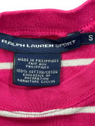 RALPH LAUREN SPORT MAGLIA MANICHE LUNGHE RIGATA ROSA DONNA PRE OWNED S