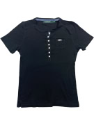 RALPH LAUREN T-Shirt Henley Κουμπιά Μαύρο Γυναικείο S